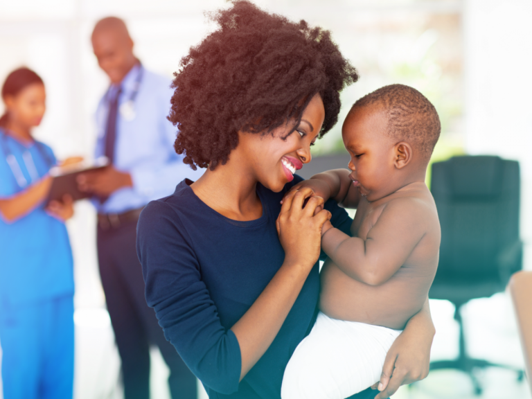 Mother holding a baby