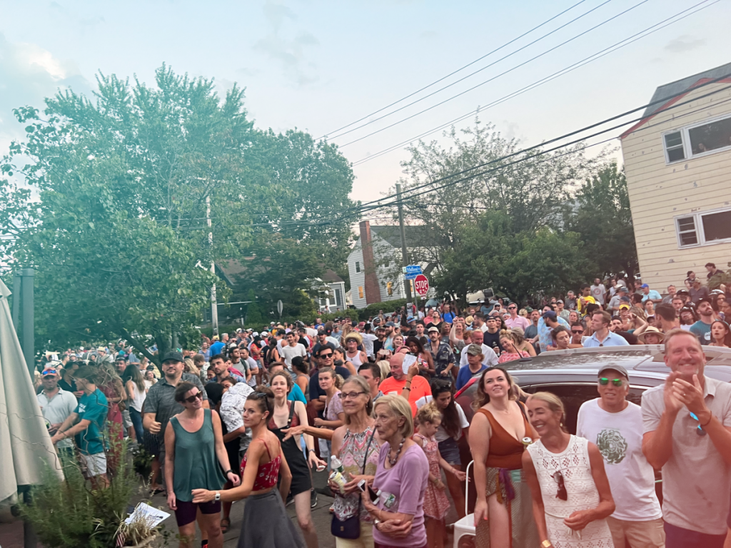 People dancing in the street.