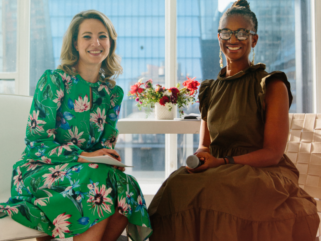 Jenn Hoos Rothberg and Lisa V. Gale sitting next to each other.