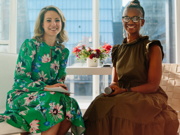 Jenn Hoos Rothberg and Lisa V. Gale sitting next to each other.